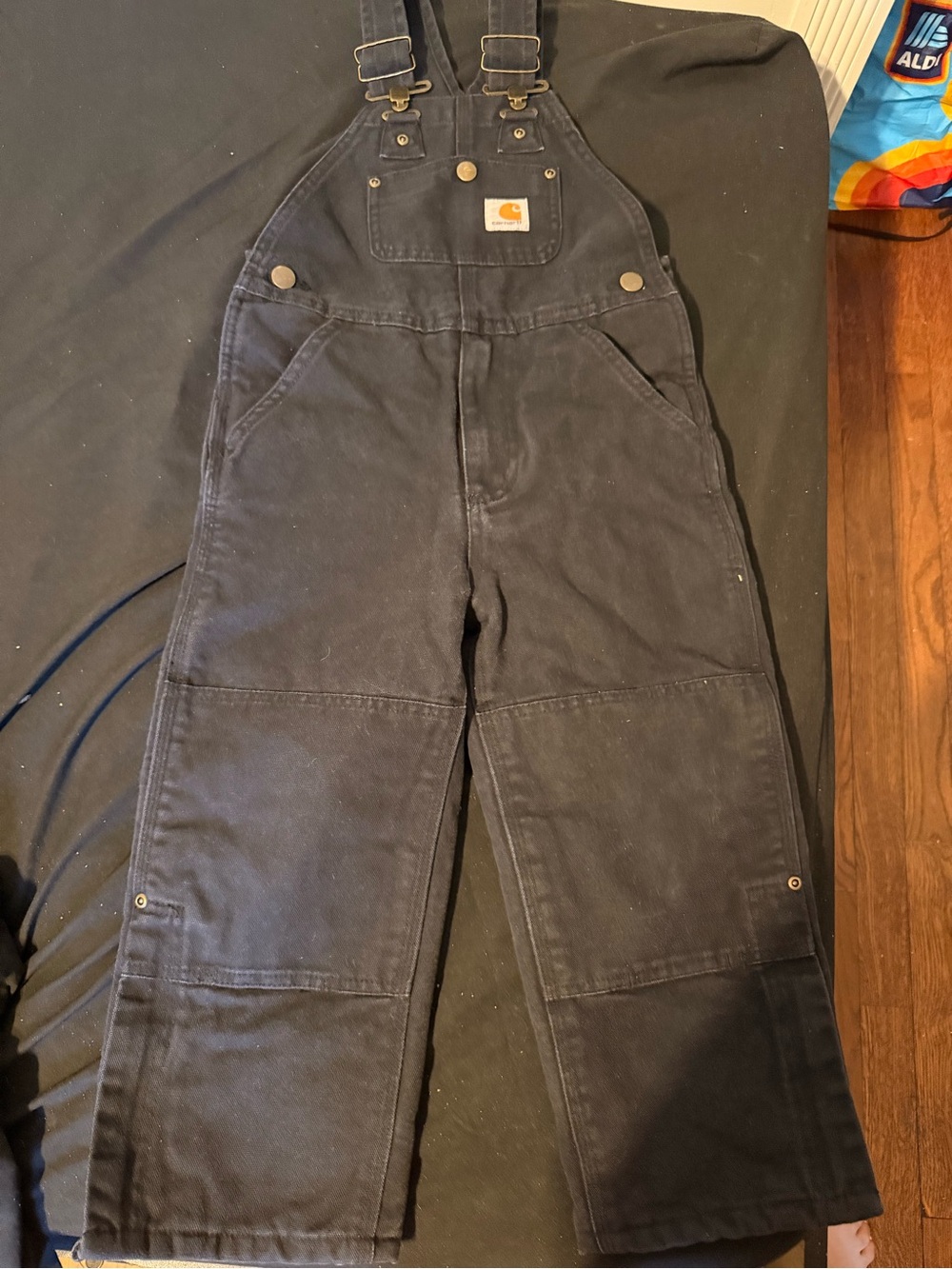 Carhartt Kids Black Duck Bib Overalls with Reinforced Knees